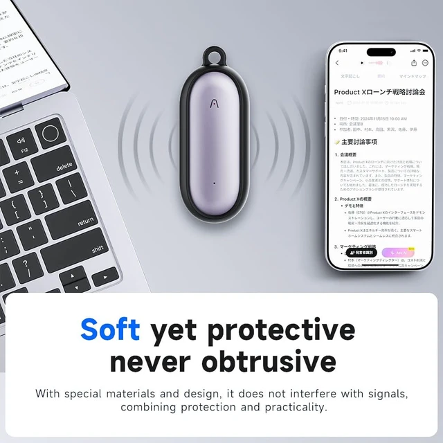 Alt view image 2 of 7 - Silicone Case PLAUD NotePin AI/NotePin S Voice Recorder Accessories with Lanyard - Black