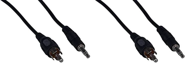 Main image of CableLeader 12ft 3.5mm Mono Male to RCA Male Audio, Mono Plug to RCA Audio Adapter, for Speaker, Subwoofer, Sound Card, TV & Amplifier, Black (Pack of 2)