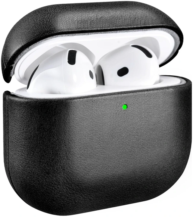 Main image of AirPods 5 Leather Case, AirPod 4 Leather Vintage Cover (Black) Genuine Leather Case for AirPods 5 AirPods 4, Support Magsafe Charging, Vintage Cover