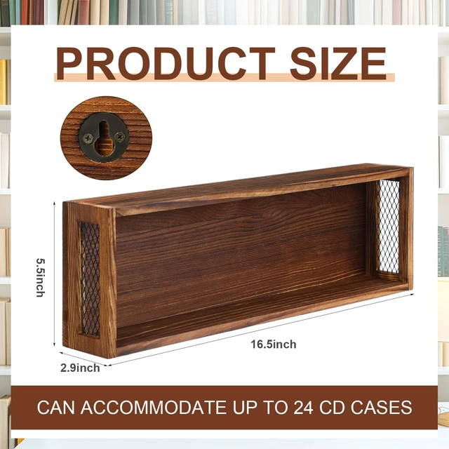 Alt view image 2 of 7 - 2 Pcs Wooden Cassette Tape Storage with Metal Wire Mesh Farmhouse Style Cassette Rack Tower, Organizer Shelf for Movie Cases, Dvds, Cd, Store Up to 24 Tapes