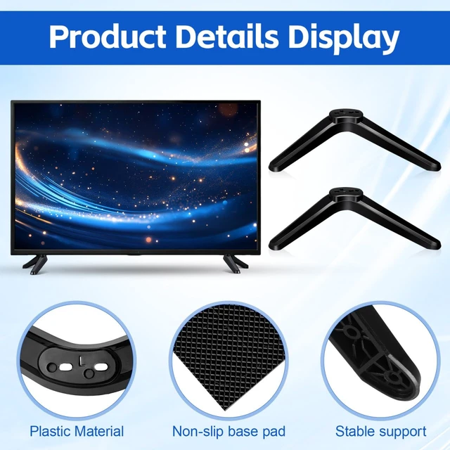 Alt view image 5 of 7 - Tv Stand Legs Replacement Universal Tabletop Tv Mount Stand Brackets with Screws and Anti-Slip Pads Tv Holder for Table Fits 32-55 Inch Tvs