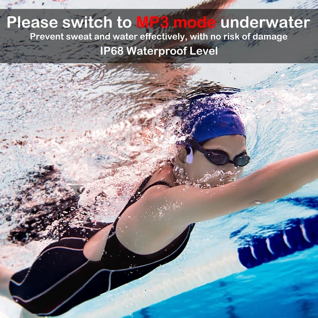Alt view image 3 of 7 - Bone Conduction Swimming Headphones, IP68 Waterproof Swimming Headphones, Open Ear Headphones with 32GB MP3, Bluetooth 5.4 Underwater Earbuds for Marathon Swimming Running