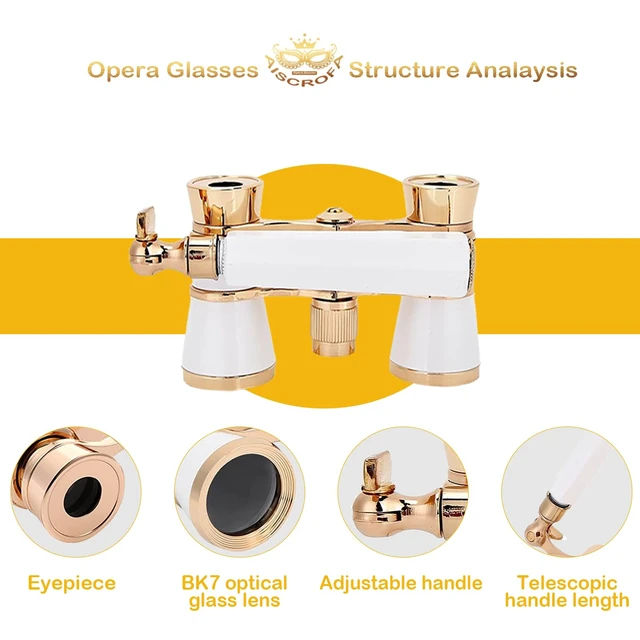 Alt view image 2 of 7 - Opera Glasses,3X25 Theater Binoculars with Foldable and Extendable Handle,Mini Binocular Compact Lightweight,Portable Theater Glasses for Adults Kids Women in Musical Concert