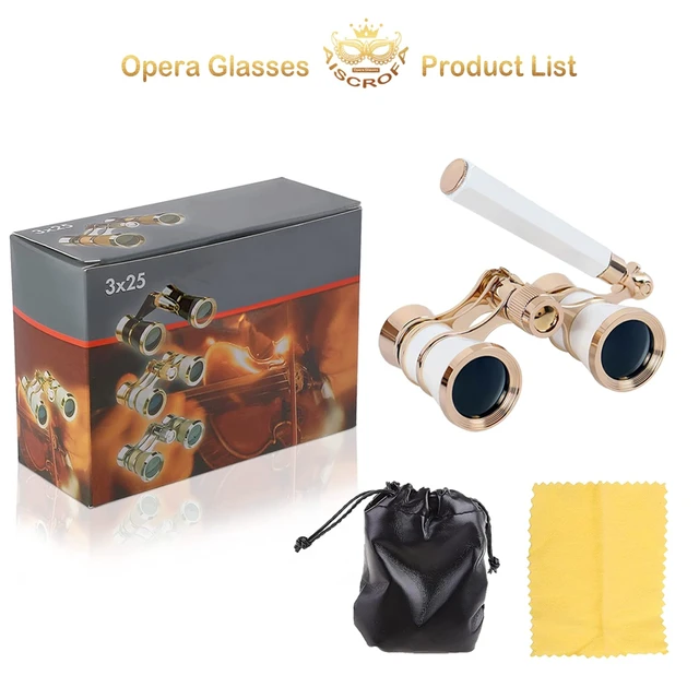 Alt view image 5 of 7 - Opera Glasses,3X25 Theater Binoculars with Foldable and Extendable Handle,Mini Binocular Compact Lightweight,Portable Theater Glasses for Adults Kids Women in Musical Concert