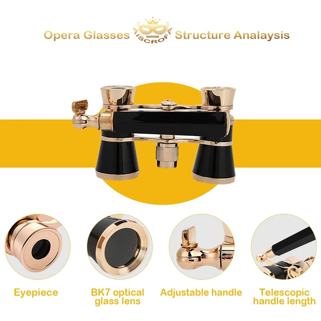 Alt view image 2 of 7 - Opera Glasses,3X25 Theater Binoculars with Foldable and Extendable Handle,Mini Binocular Compact Lightweight,Portable Theater Glasses for Adults Kids Women in Musical Concert