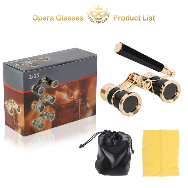 Alt view image 5 of 7 - Opera Glasses,3X25 Theater Binoculars with Foldable and Extendable Handle,Mini Binocular Compact Lightweight,Portable Theater Glasses for Adults Kids Women in Musical Concert