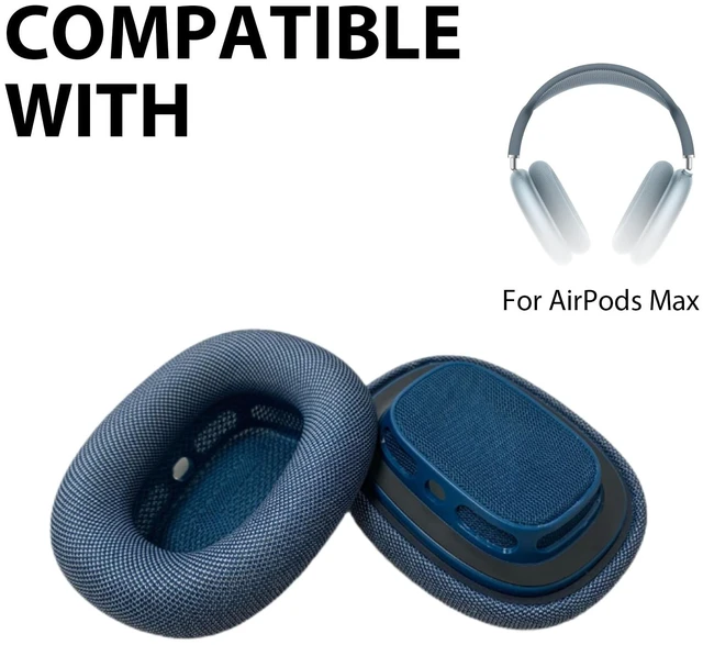 Alt view image 2 of 7 - Replacement Ear Cushions for AirPods Max 1 & 2, Knit Fabric Ear Pads with Memory Foam Magnetic Fit, Blue