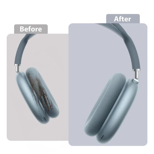 Alt view image 5 of 7 - Replacement Ear Cushions for AirPods Max 1 & 2, Knit Fabric Ear Pads with Memory Foam Magnetic Fit, Blue