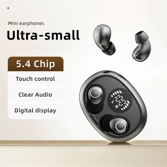 Alt view image 2 of 7 - Invisible Mini Wireless Earbuds Bluetooth 5.4 in Ear Headphones-black sleep earbuds,Ultra-Light Comfort Fit Sleep Headphones for Side Sleepers,Hidden Earbuds with LED Display for Small Ears