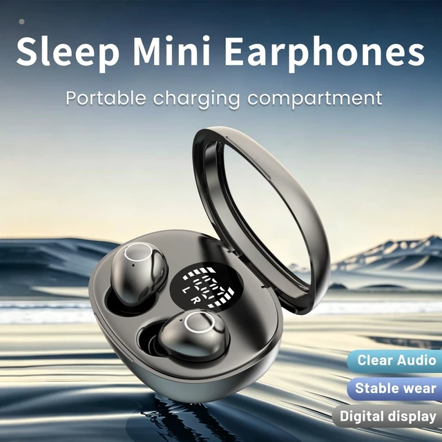Alt view image 3 of 7 - Invisible Mini Wireless Earbuds Bluetooth 5.4 in Ear Headphones-black sleep earbuds,Ultra-Light Comfort Fit Sleep Headphones for Side Sleepers,Hidden Earbuds with LED Display for Small Ears