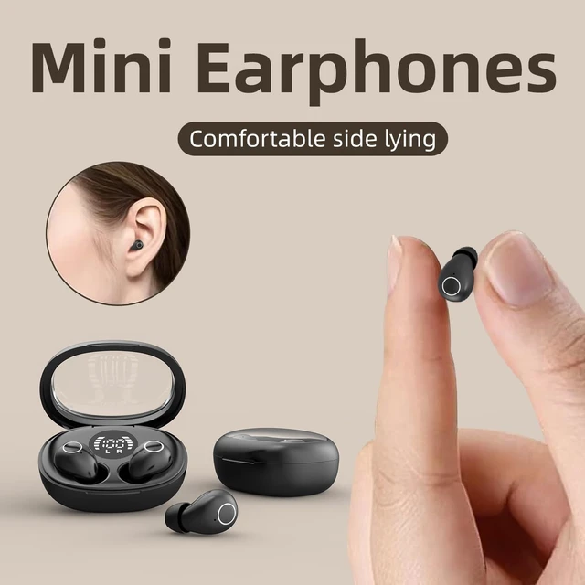 Alt view image 6 of 7 - Invisible Mini Wireless Earbuds Bluetooth 5.4 in Ear Headphones-black sleep earbuds,Ultra-Light Comfort Fit Sleep Headphones for Side Sleepers,Hidden Earbuds with LED Display for Small Ears