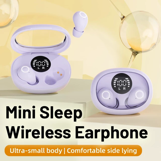 Alt view image 2 of 7 - Invisible Mini Wireless Earbuds Bluetooth 5.4 in Ear Headphones-purple sleep earbuds,Ultra-Light Comfort Fit Sleep Headphones for Side Sleepers,Hidden Earbuds with LED Display for Small Ears