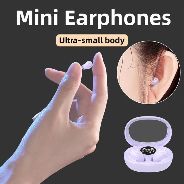 Alt view image 3 of 7 - Invisible Mini Wireless Earbuds Bluetooth 5.4 in Ear Headphones-purple sleep earbuds,Ultra-Light Comfort Fit Sleep Headphones for Side Sleepers,Hidden Earbuds with LED Display for Small Ears