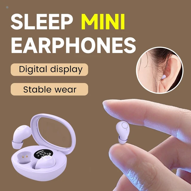 Alt view image 4 of 7 - Invisible Mini Wireless Earbuds Bluetooth 5.4 in Ear Headphones-purple sleep earbuds,Ultra-Light Comfort Fit Sleep Headphones for Side Sleepers,Hidden Earbuds with LED Display for Small Ears