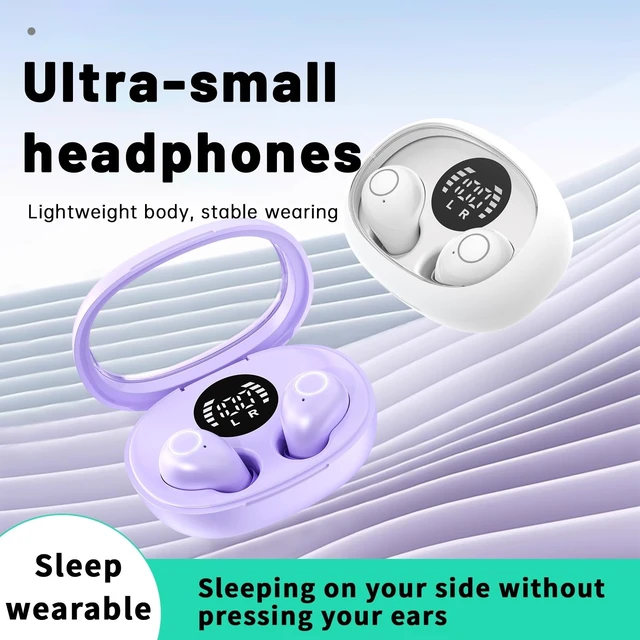 Alt view image 6 of 7 - Invisible Mini Wireless Earbuds Bluetooth 5.4 in Ear Headphones-purple sleep earbuds,Ultra-Light Comfort Fit Sleep Headphones for Side Sleepers,Hidden Earbuds with LED Display for Small Ears