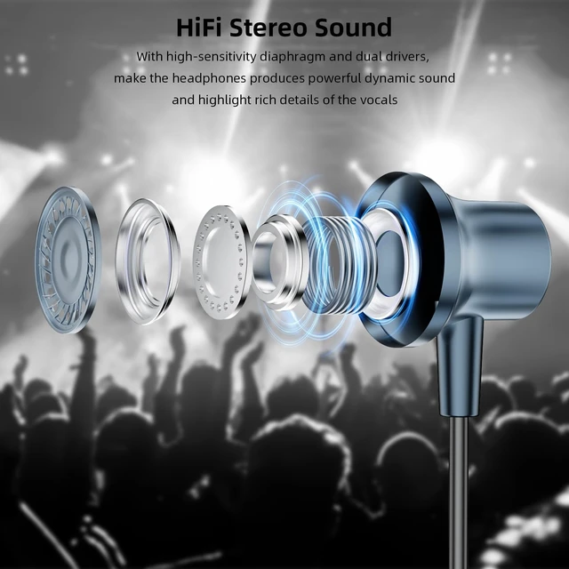 Alt view image 2 of 7 - USB C Wired Earbuds for iPhone 18 Pro 17 16 15 Volume Control Navy Magnetic Type C Headphones with Mic for Samsung S26 S25 S23 S22, Stereo Noise Canceling In-Ear Ear Buds for iPad 10 Pixel 9 8