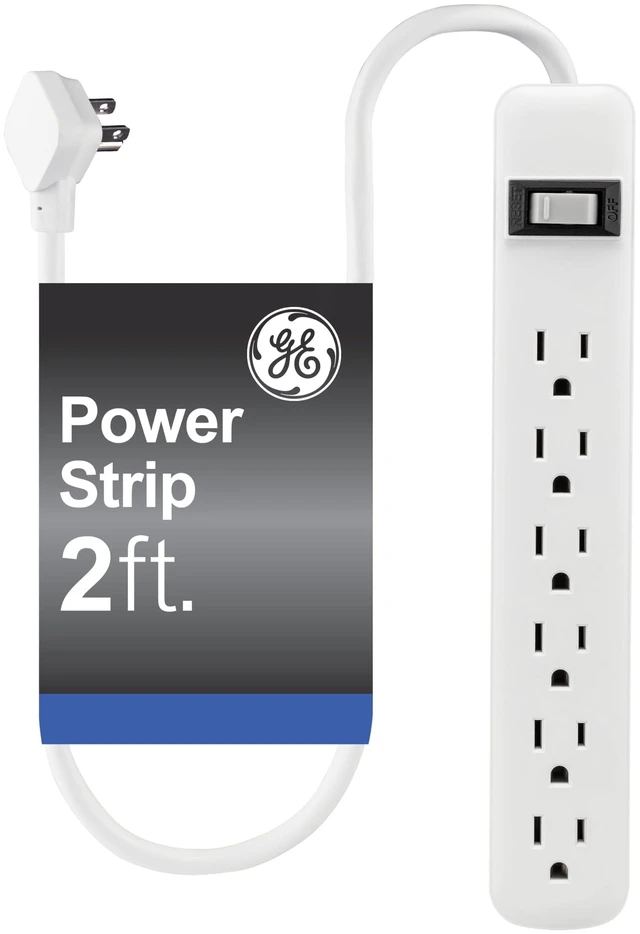 Main image of Power Strip, 6 Outlet Extender, 2 Ft Extension Cord, Multiple Outlets Wall Mount, On Off Switch, Home Office Dorm Essentials, UL Safety Listed, White, 14830