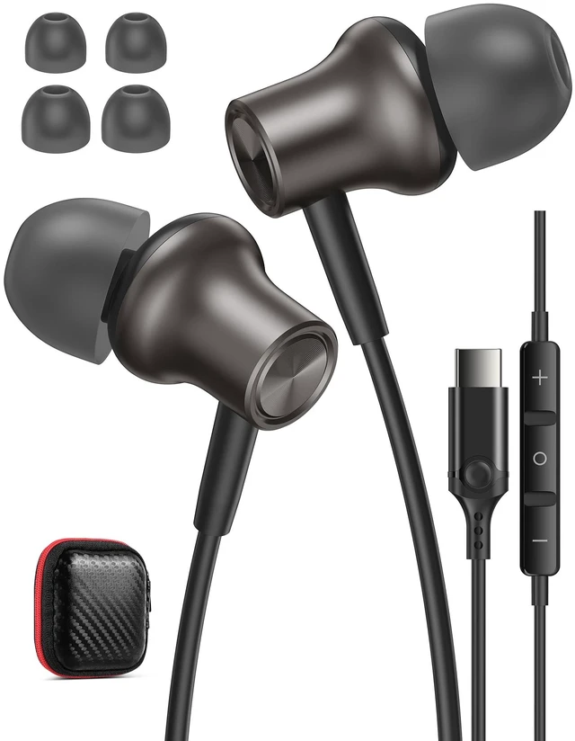 Main image of USB C Headphones Wired Earbuds for Apple iPhone Duo 18 17 17e 16 16e 15 Pro USBC In Ear Buds with Mic Carrying Case,Corded Type C Earphones Headset for Samsung Galaxy S26 S25/Pixel 11 10 9 8 7 Android