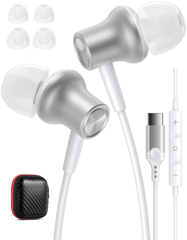 Main image of USB C Headphones Wired Earbuds for Apple iPhone Duo 18 17 17e 16 16e 15 Pro USBC In Ear Buds with Mic Carrying Case,Corded Type C Earphones Headset for Samsung Galaxy S26 S25/Pixel 11 10 9 8 7 Android