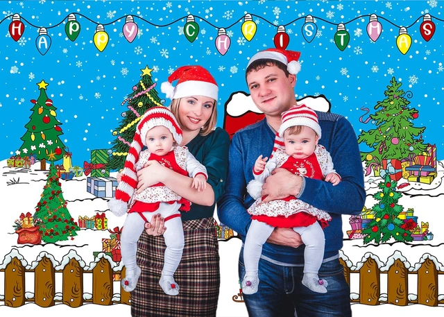 Alt view image 4 of 7 - Comic Christmas Red House Backdrop 10x8FT Winter Snowy Night Xmas Tree Kennel Photography Background for Kids Winter Holiday Christmas Party Decorations Supplies Photo Props
