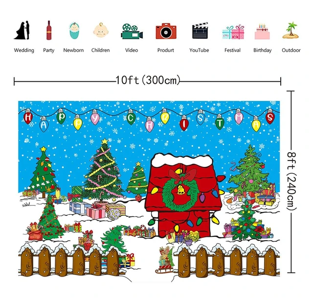 Alt view image 6 of 7 - Comic Christmas Red House Backdrop 10x8FT Winter Snowy Night Xmas Tree Kennel Photography Background for Kids Winter Holiday Christmas Party Decorations Supplies Photo Props