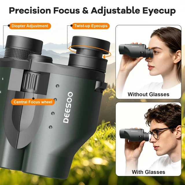Alt view image 6 of 7 - 25x32 Compact Binoculars for Adults Kids - High Powered Lightweight Small Porro Binoculars with BAK4 Prism FMC Lens - Clear Vision for Bird Watching Cruise Ship Travel Hunting Sports (Green)