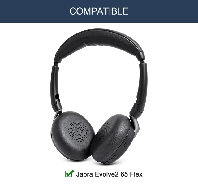 Alt view image 2 of 7 - GEVO Ear Pads for Jabra Evolve2 65 Flex Wireless Stereo Headset - Black (Do Not Fit Other Headphones) Replacement Ear Cushions with Protein Leather, Memory Foam