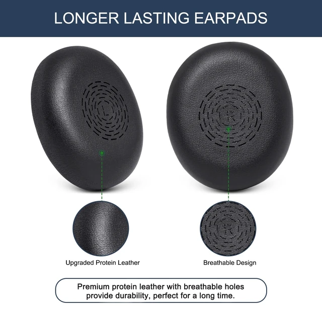 Alt view image 5 of 7 - GEVO Ear Pads for Jabra Evolve2 65 Flex Wireless Stereo Headset - Black (Do Not Fit Other Headphones) Replacement Ear Cushions with Protein Leather, Memory Foam