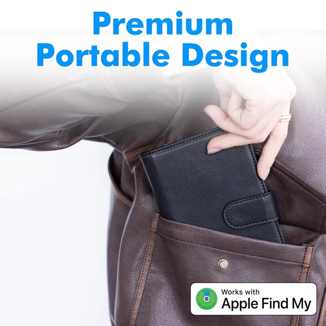 Alt view image 5 of 7 - Trackable Passport Holder for, Apple Find My Compatible Rechargeable-Wireless, Smart Passport Holder with Card Slots for Men & Women, Black RFID Blocking Wallet Gift