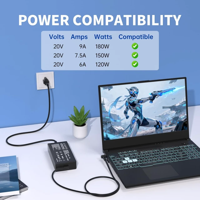 Alt view image 3 of 7 - 20V 9A 180W for Asus Laptop Charger Replacement, Compatible with ROG TUF Compatible with Asus TUF FX705D FX705DD FX705DT FX705DU FX705DY FX705G FX705GD Asus ROG Zephyrus G GA502 GA502D GA502DU