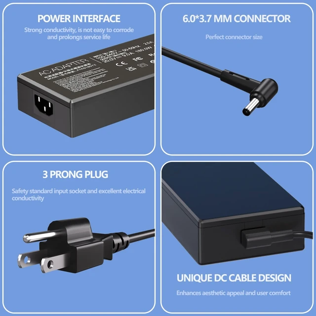Alt view image 4 of 7 - 20V 9A 180W for Asus Laptop Charger Replacement, Compatible with ROG TUF Compatible with Asus TUF FX705D FX705DD FX705DT FX705DU FX705DY FX705G FX705GD Asus ROG Zephyrus G GA502 GA502D GA502DU