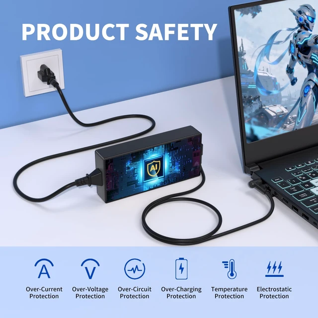 Alt view image 7 of 7 - 20V 9A 180W for Asus Laptop Charger Replacement, Compatible with ROG TUF Compatible with Asus TUF FX705D FX705DD FX705DT FX705DU FX705DY FX705G FX705GD Asus ROG Zephyrus G GA502 GA502D GA502DU