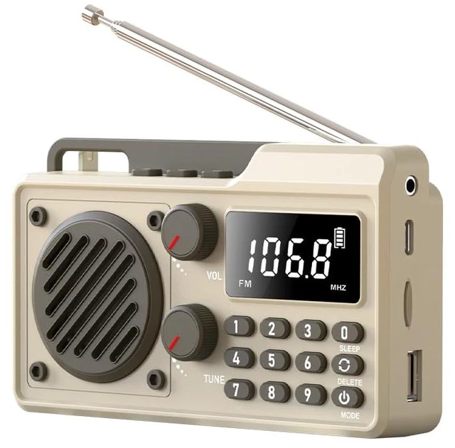 Main image of Portable Radio AM FM Shortwave, Rechargeable Radio Bluetooth Speaker- Khaki 1500mAh 30H Playback, Excellent Reception, Large LCD Screen, Support TF Card U Disk, Sleep Timer, 3W Speaker Stereo Sound