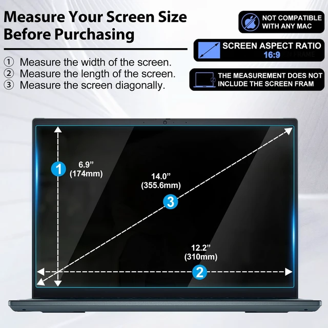Alt view image 2 of 7 - 14" 16:9 Laptop Screen Protector for HP 14 Series, 9H Tempered Glass