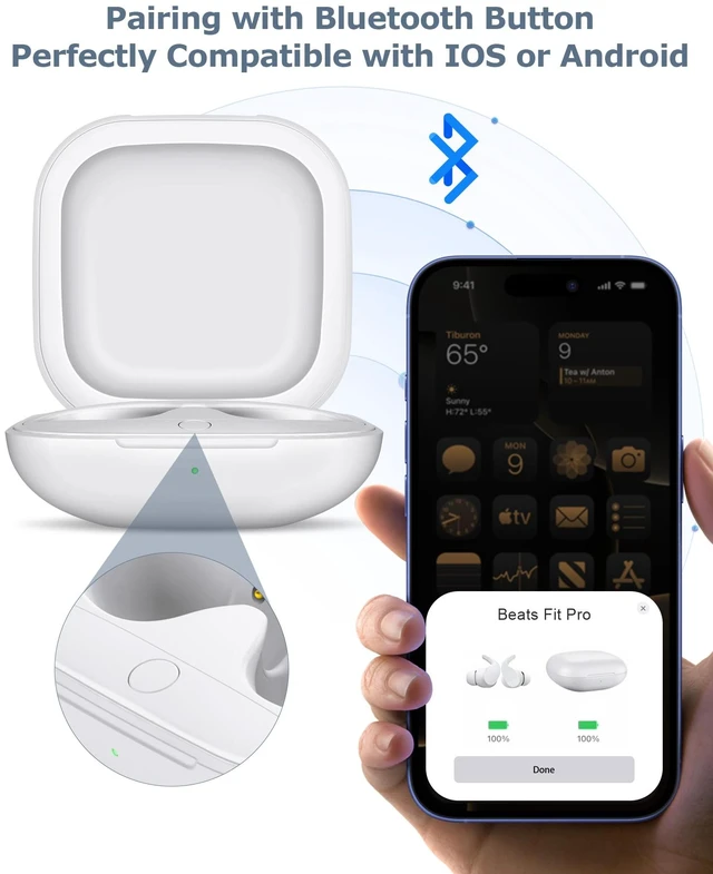 Alt view image 3 of 7 - Charging Case Replacement Compatible with Beats Fit Pro - 700mAh Battery Wireless Earbuds Charger Case with Bluetooth Pairing