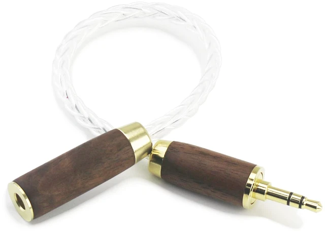 Alt view image 4 of 5 - 3.5mm Stereo Male to 4.4mm Female Headphone Audio Adapter Cable 8 Cores 6N OCC Copper Single Crystal Silver Plated Wire Walnut Wood Shell 3.5mm Male to 4.4mm Balanced Female