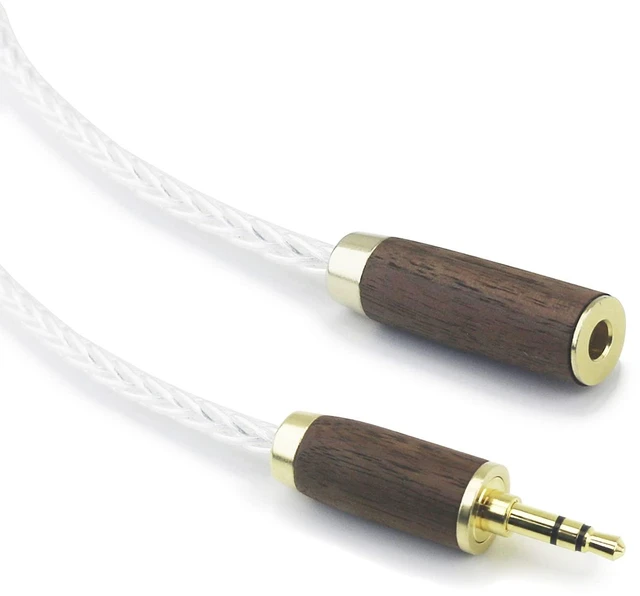 Alt view image 5 of 5 - 3.5mm Stereo Male to 4.4mm Female Headphone Audio Adapter Cable 8 Cores 6N OCC Copper Single Crystal Silver Plated Wire Walnut Wood Shell 3.5mm Male to 4.4mm Balanced Female