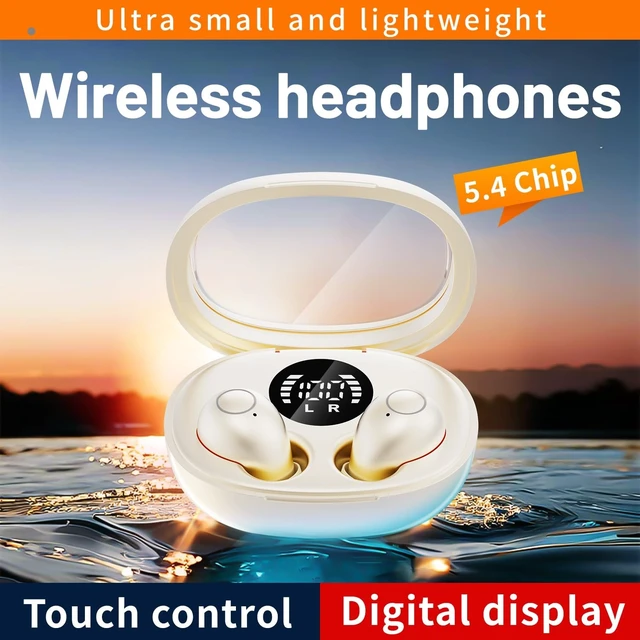 Alt view image 5 of 7 - Invisible Mini Wireless Earbuds Bluetooth 5.4 in Ear Headphones-khaki sleep earbuds,Ultra-Light Comfort Fit Sleep Headphones for Side Sleepers,Hidden Earbuds with LED Display for Small Ears