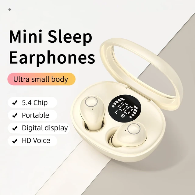 Alt view image 6 of 7 - Invisible Mini Wireless Earbuds Bluetooth 5.4 in Ear Headphones-khaki sleep earbuds,Ultra-Light Comfort Fit Sleep Headphones for Side Sleepers,Hidden Earbuds with LED Display for Small Ears