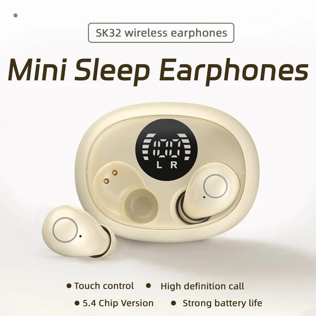 Alt view image 7 of 7 - Invisible Mini Wireless Earbuds Bluetooth 5.4 in Ear Headphones-khaki sleep earbuds,Ultra-Light Comfort Fit Sleep Headphones for Side Sleepers,Hidden Earbuds with LED Display for Small Ears