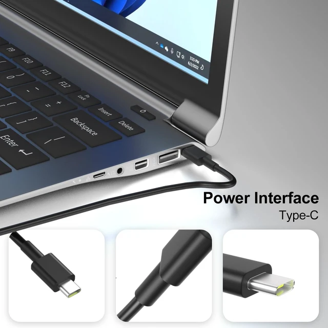 Alt view image 2 of 6 - 100W Charger Compatible with Lenovo Yoga Thinkpad Carbon USB C Compatible with Lenovo Yoga 9 9i 7 2 7i 370 910 920 X280 X390 X395 Thinkpad Carbon x1