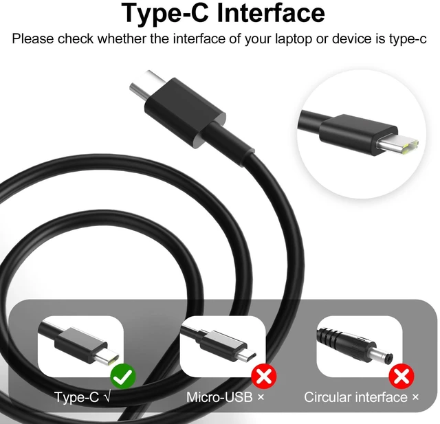 Alt view image 4 of 6 - 100W Charger Compatible with Lenovo Yoga Thinkpad Carbon USB C Compatible with Lenovo Yoga 9 9i 7 2 7i 370 910 920 X280 X390 X395 Thinkpad Carbon x1