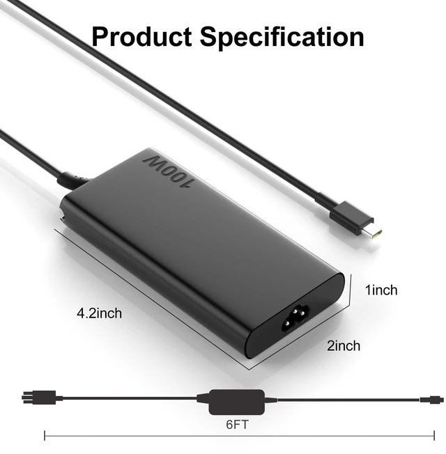 Alt view image 6 of 6 - 100W Charger Compatible with Lenovo Yoga Thinkpad Carbon USB C Compatible with Lenovo Yoga 9 9i 7 2 7i 370 910 920 X280 X390 X395 Thinkpad Carbon x1