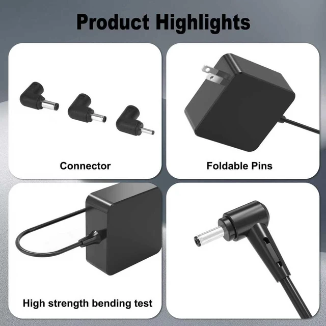 Alt view image 2 of 3 - 65W 45W Charger for Asus Vivobook 14 15 X1404ZA X1404Z X1404VA X1404MA F1404ZA X1405ZA X1405VAP M1407KA X1502ZA X1502VA F1502ZA X1504ZA X1504VAP X1504MA F1504VA F1504MA M1502KA