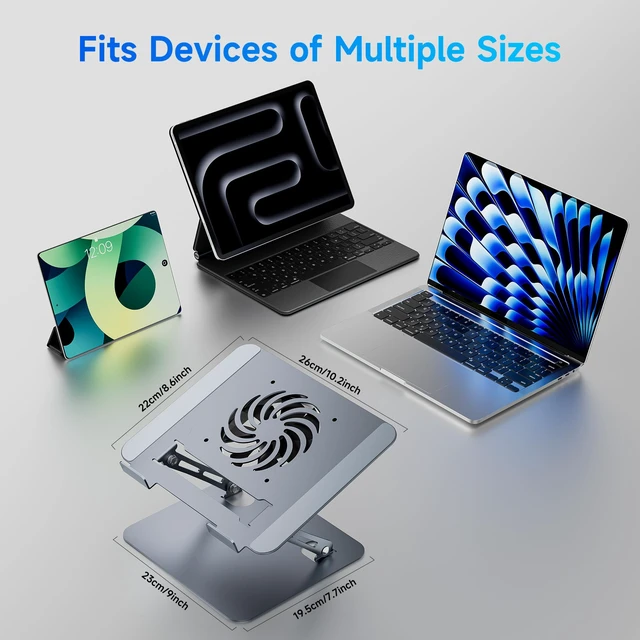 Alt view image 6 of 7 - Laptop Stand - Adjustable Ergonomic Laptop Riser, Portable Foldable Aluminum Laptop Holder Perfect for Desk, Bed, Couch & Lap - Space Saving - Silver