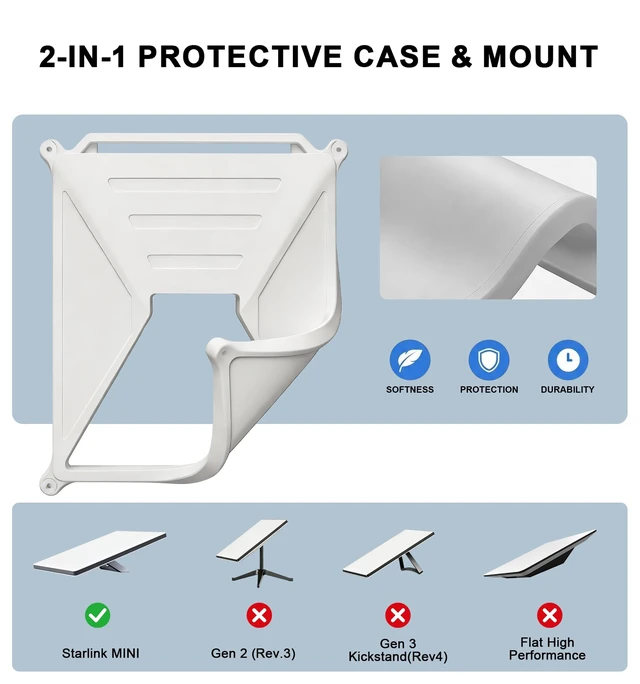 Alt view image 2 of 7 - Starlink Mini Mount for Car, 2-in-1 Suction Cup Mount with Silicone Case, Strong Vacuum Base for Car Windows & Sunroofs, Stable Signal, Portable Starlink Mini Accessories for RV, Trucks & Boat White