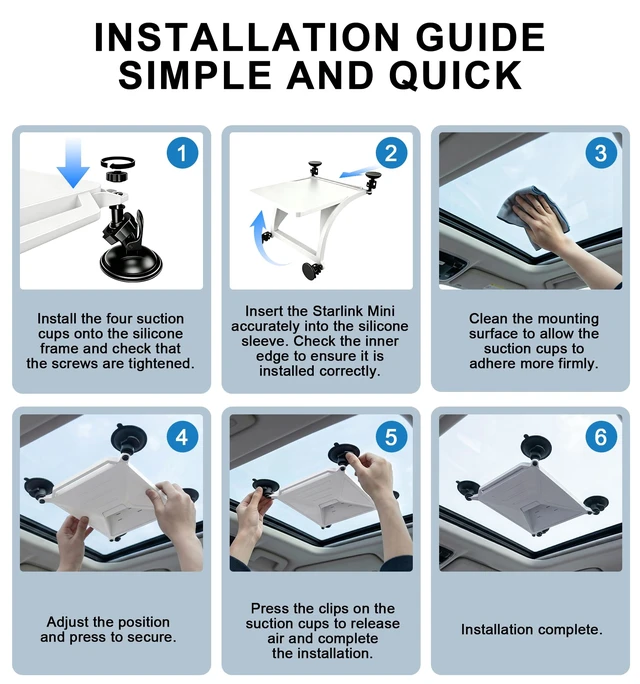 Alt view image 4 of 7 - Starlink Mini Mount for Car, 2-in-1 Suction Cup Mount with Silicone Case, Strong Vacuum Base for Car Windows & Sunroofs, Stable Signal, Portable Starlink Mini Accessories for RV, Trucks & Boat White