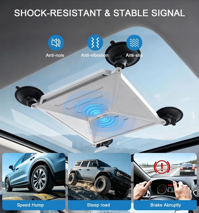 Alt view image 5 of 7 - Starlink Mini Mount for Car, 2-in-1 Suction Cup Mount with Silicone Case, Strong Vacuum Base for Car Windows & Sunroofs, Stable Signal, Portable Starlink Mini Accessories for RV, Trucks & Boat White