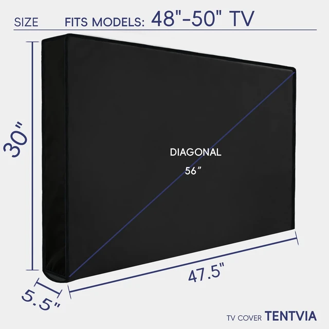 Alt view image 2 of 7 - Outdoor TV Cover, 48 to 50 Inch Weatherproof TV Protector, 600D Oxford Fabric Waterproof Outdoor Television Cover with Back Storage Pocket, Universal Fit for Wall Mount Bracket, Black