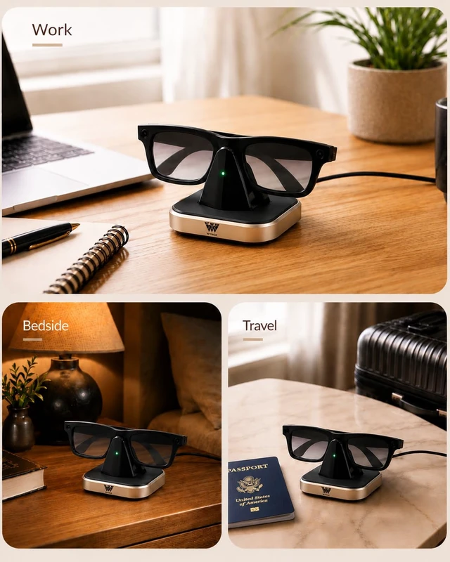Alt view image 3 of 5 - Aura Charging Dock for Ray-Ban Meta Wayfarer, Skyler, Blazer Optics